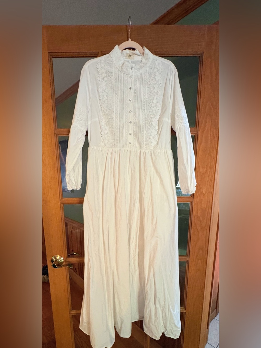 Ivory Embroidered High-Neck Maxi Dress